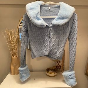 Blue Faux Fur Sweater